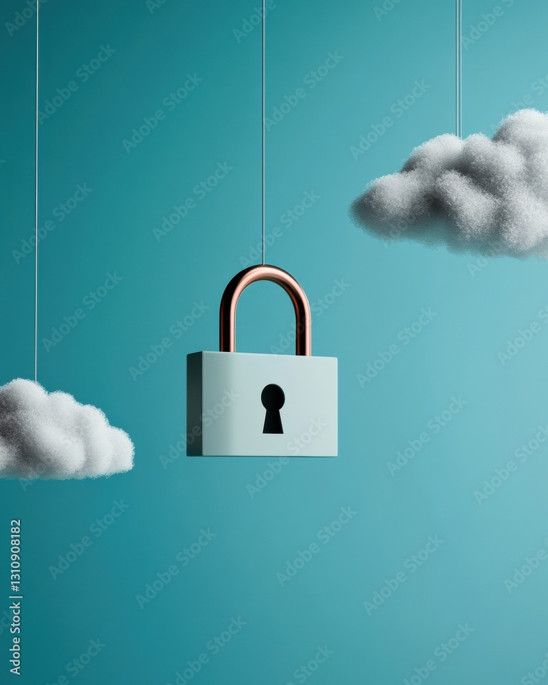 Leinwandbilder ethereal cloud security minimalist digital protection visualization with dreamlike cyber aesthetic -