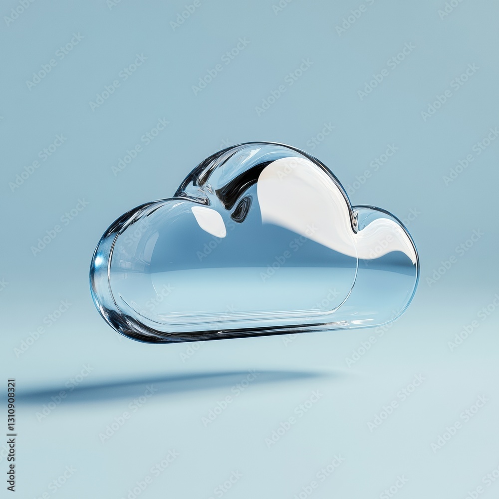 Aufkleber liquid glass cloud architecture translucent digital innovation sleek cybersecurity visualization for