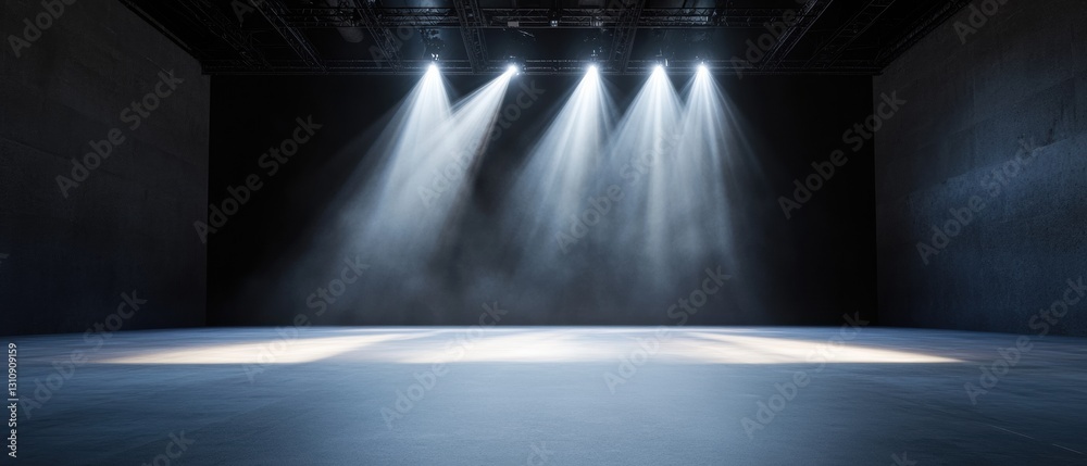 Leinwandbilder immersive tech visualization navy marble datacenter stage with precision light beams - emerging inno