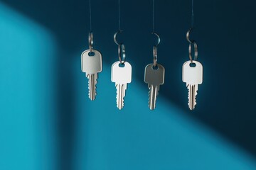 Quantum Cybersecurity Visualization Levitating Silver Encryption Keys in Advanced Digital Protection - Innovative Tech Branding for Secure Cloud Solutions