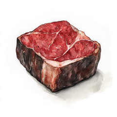 Obraz premium Fresh red meat illustration with realistic details and textures