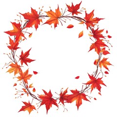 Obraz premium An exquisite wreath of autumn leaves beautifully illustrated on a clean white background ideal for seasonal decor
