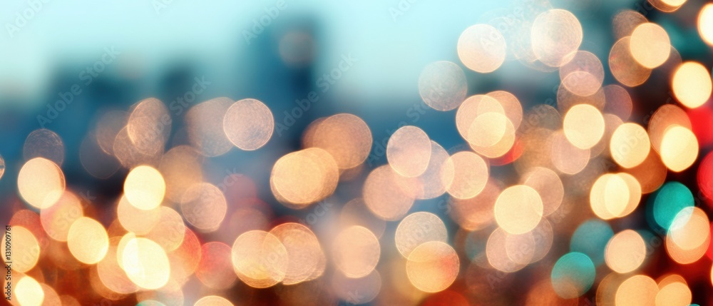 Poster Ethereal Urban Bokeh Soft Luminescent Cityscape Backdrop - Modern Digital Design Element for Creative Media and Atmospheric Visual Storytelling