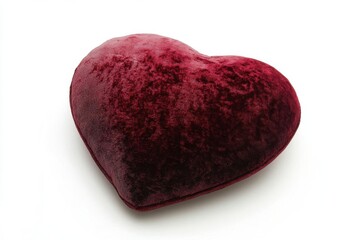 Obraz premium plush 3d heart in rich red velvet texture, isolated on pristine white background with subtle shadows and light reflections creating a luxurious, tactile appearance