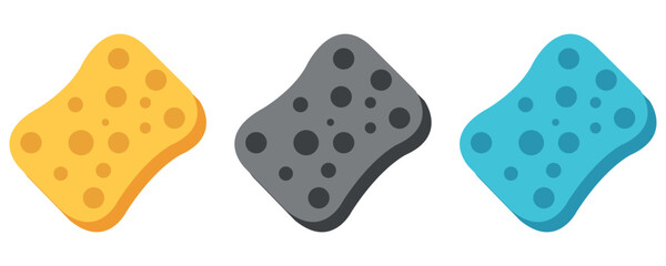 Sponge icon vector set, colorful sponge icons vector set isolated on white background.