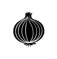 Onion icon vector in black color with white background