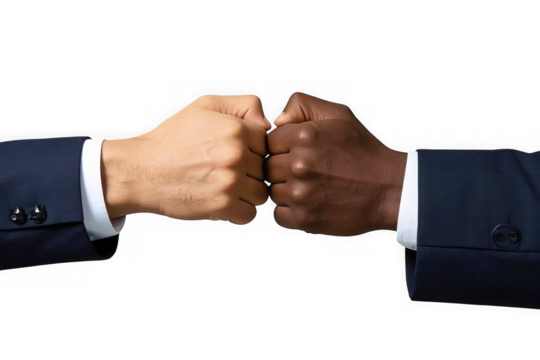 Diverse Business Professionals Showing Unity Through a Fist Bump