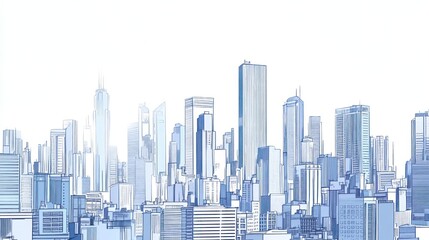 Obraz premium Skyline city architectural sketch, urban landscape, development background, presentation