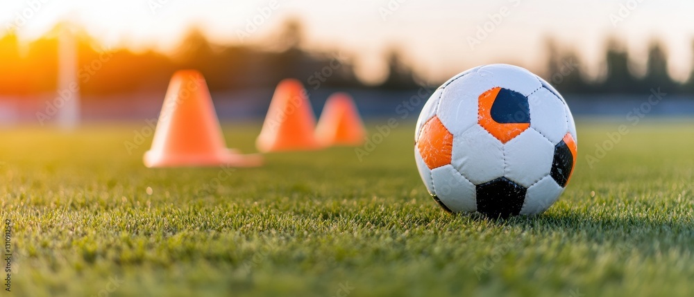 Poster dynamic youth soccer training sunset field performance optimization for gen z athletes - immersive s