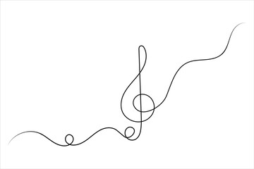 Music notes one line drawing and isolated continuous outline vector illustration icon