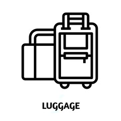 Luggage editable stroke outline icon isolated on white background flat vector illustration, Pixel perfect