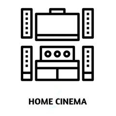 Home cinema editable stroke outline icon isolated on white background flat vector illustration, Pixel perfect