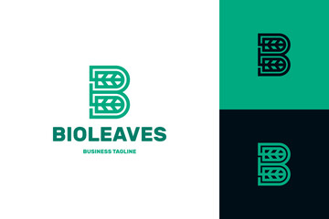 nature bio leaf b letter logo vector