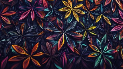 Abstract Colorful Floral Pattern: A Symphony of Hues and Layers