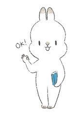 OKサインをするうさぎのキャラクターの手書きイラスト