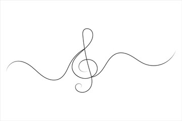 Obraz premium Music notes one line drawing and isolated continuous outline vector illustration icon