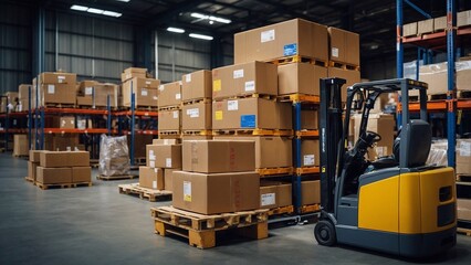 Package return in warehouse. Package with label. Logistics, stock management, e-commerce returns, product returns, shipping and handling.