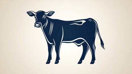 Fototapeta premium Calf, standing, farm, field, background, agriculture, illustration, livestock