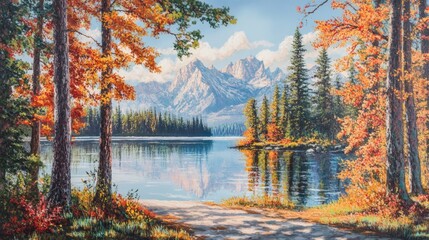 Autumn Serenity: Mountain Lake Reflection