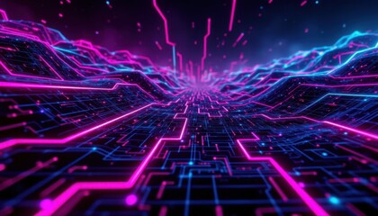 Digital wave patterns virtual space abstract graphic art neon environment futuristic viewpoint