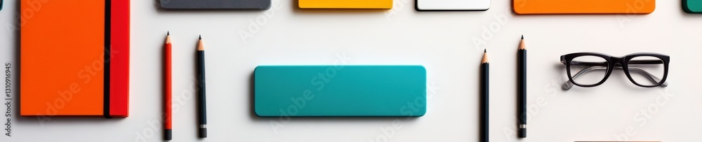 Poster Minimalist Digital Learning Workspace Gen Z Productivity Essentials with Color-Coded Study Tools, Ergonomic Design and Modern Academic Optimization