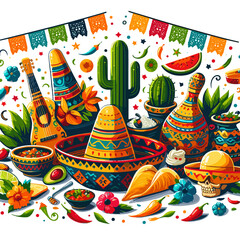 Naklejka premium Colorful Mexican culture and food illustration.
