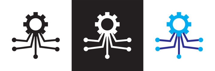 Information Technology icon set. Data analytics, internet, network security etc. Isolated on white,  and black background. Vector illustration. EPS 10