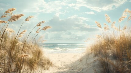 Serene Coastal Path: A Tranquil Beachscape