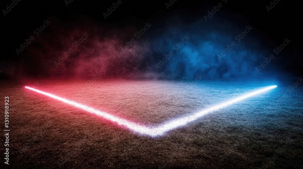 Poster dynamic sports arena visualization immersive digital lighting concept revealing athletic field geome