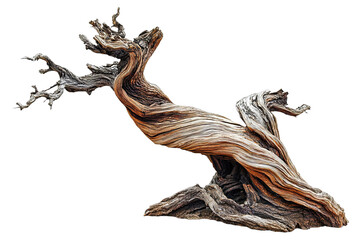 Fototapeta premium Unique gnarled wood sculpture showcasing natural artistry.