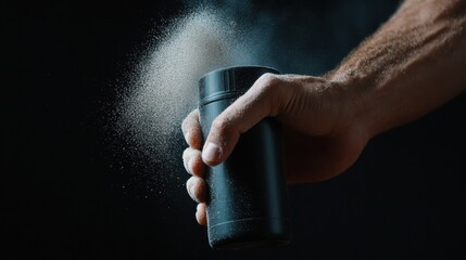 High-Performance Fitness Revolution Intense Athletic Nutrition Moment with Chalk-Dusted Shaker - Optimized Pre-Workout Fuel for Peak Training Intensity