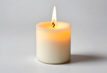 Burning candle, Cylindrical aromatic candle sticks with burning flames, Decorative candle, White candles with fire on gray background