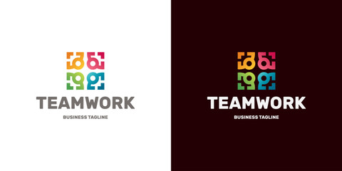 colorful team work logo vector