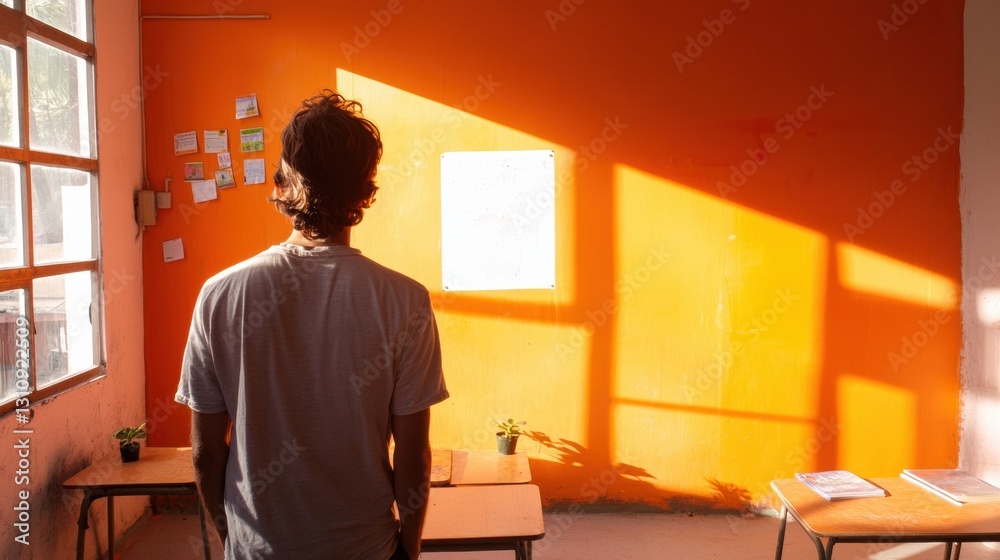 Poster golden hour creativity minimalist workspace design revealing gen z productivity, mindful learning an
