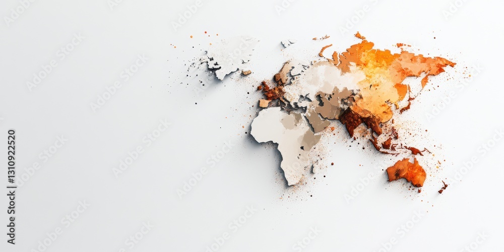 Poster Immersive Global Network Visualization Watercolor-Inspired Digital Connectivity Map Showcasing Innovative Geospatial Tech Trends in 4K Resolution