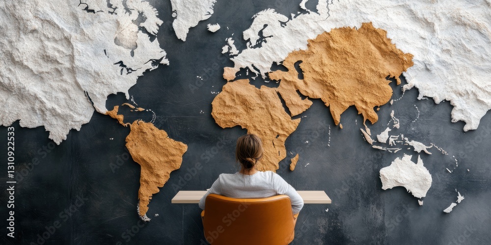 Leinwandbilder immersive global connectivity visualization textured world map exploring digital transformation, geo