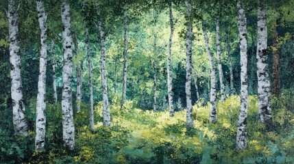 Serene Birch Forest: A Peaceful Woodland Scene