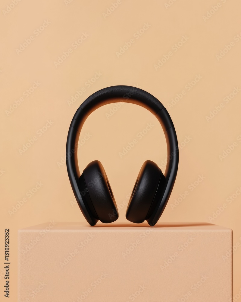 Aufkleber minimalist noise-canceling wireless headphones sleek black design for remote learning, digital produ