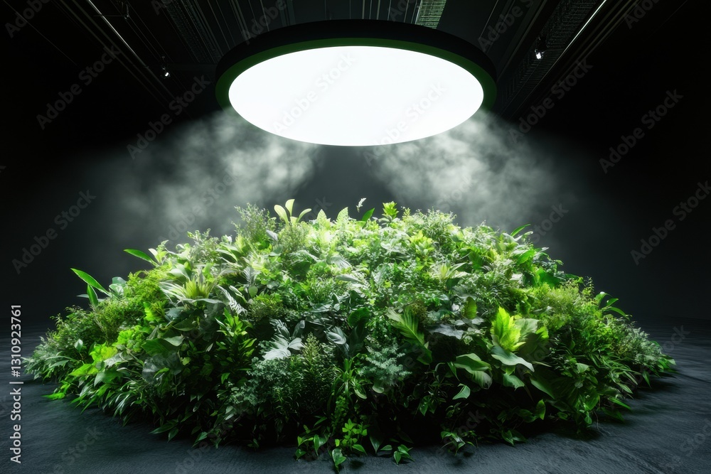 Aufkleber ethereal green sanctuary illuminated biophilic installation merging botanical artistry with atmosphe