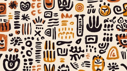 An Intriguing Collection of Abstract Shapes and Patterns Featuring Rich Earthy Tones, Celebrating Cultural Expressions through Unique Graphic Designs.