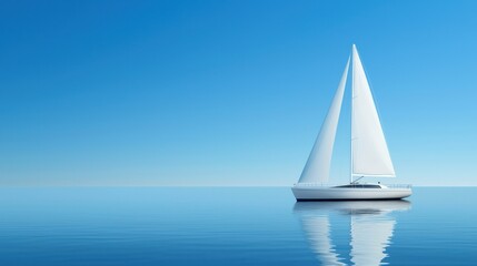 Serene Sailing Yacht on Calm Azure Waters Under Clear Sky