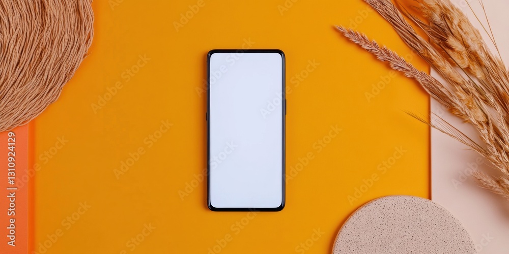 Poster minimalist mobile mockup dynamic digital workspace with warm terracotta palette - next-gen content c