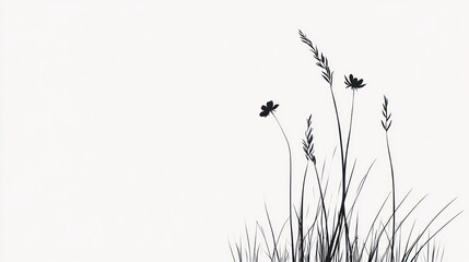 Minimalist wildflowers, meadow, nature, simple background, design element