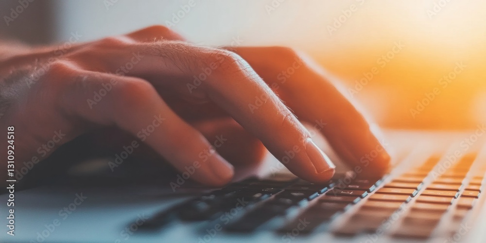 Aufkleber Fluid Digital Workflow Minimalist Remote Work Aesthetic Capturing Millennial Productivity Dynamics in Soft-Lit Contemporary Home Office Performance