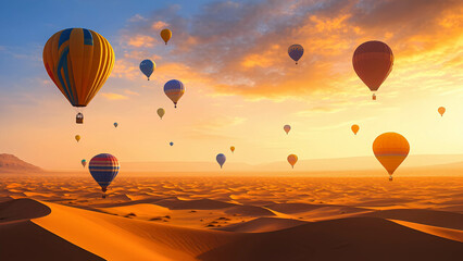 Obraz premium A hot air balloon festival at dawn