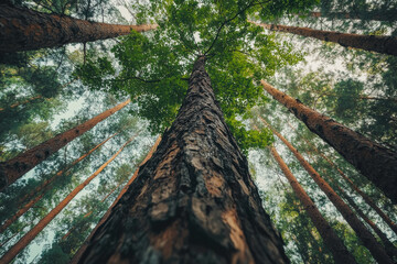 A single healthy tree towering over a forest of dead trees