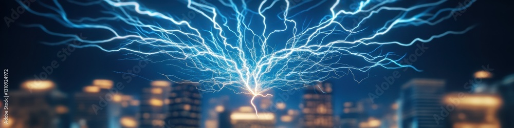 Aufkleber Dynamic Electrical Energy Visualization Quantum-Inspired Lightning Phenomenon Capturing Climate Tech Innovation for Sustainability and Risk Management Insights