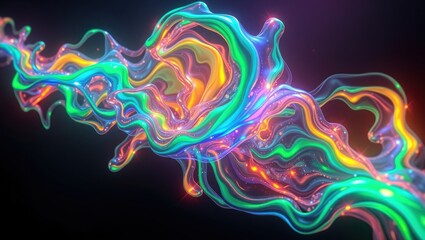Fototapeta premium Abstract Liquid Flowing with Iridescent Colors and Sparkling Lights Effect