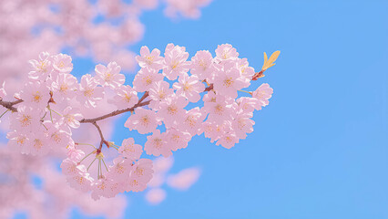 Fototapeta premium A delicate cherry blossom branch in full bloom