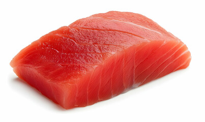 Fresh Raw Tuna Sashimi Slice on White Background with Details